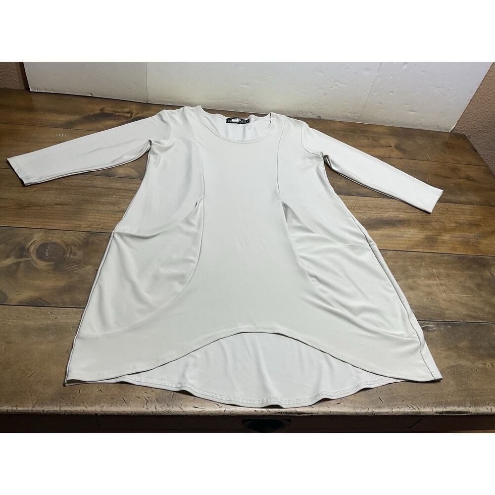 SYMPLI Asymmetrical Dress Stretch Pockets Beige Size 6
